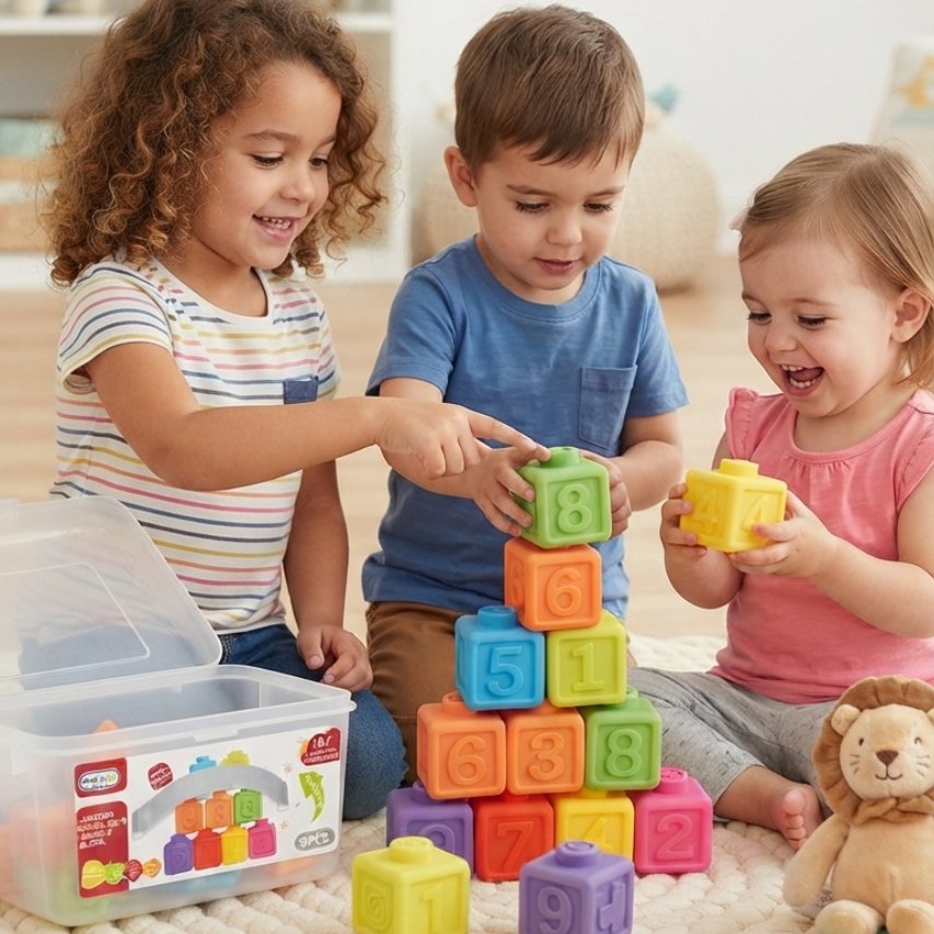 Cartoon digital soft building blocks 9pcs