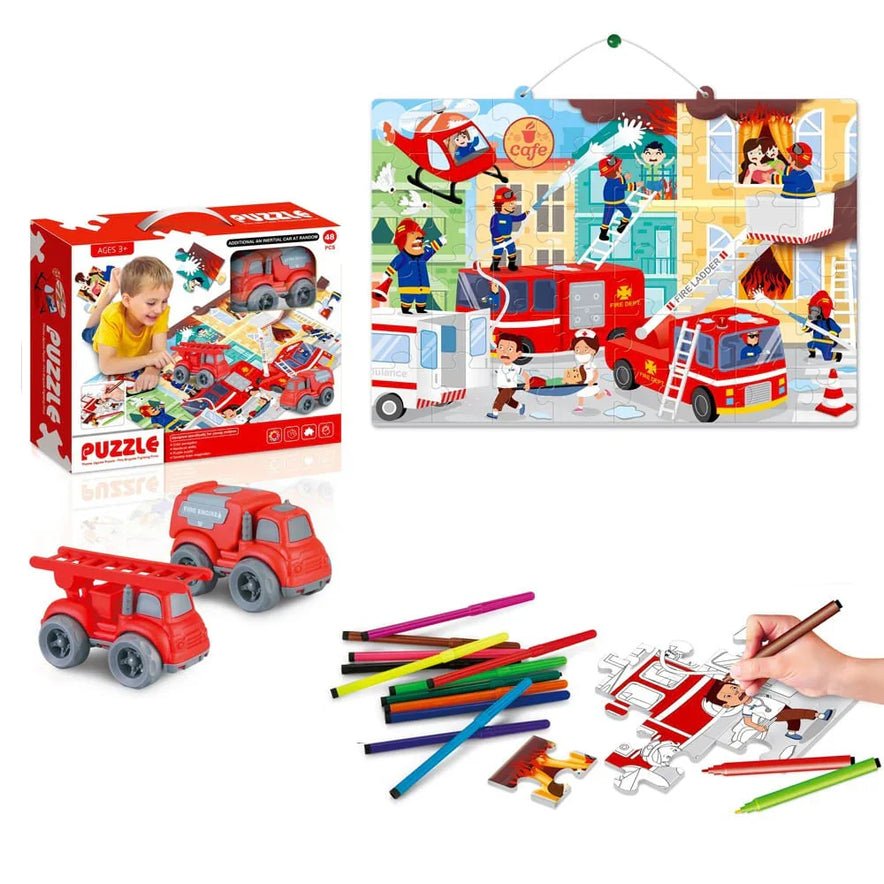 Fireman Car Puzzle & Paint For Kids 1