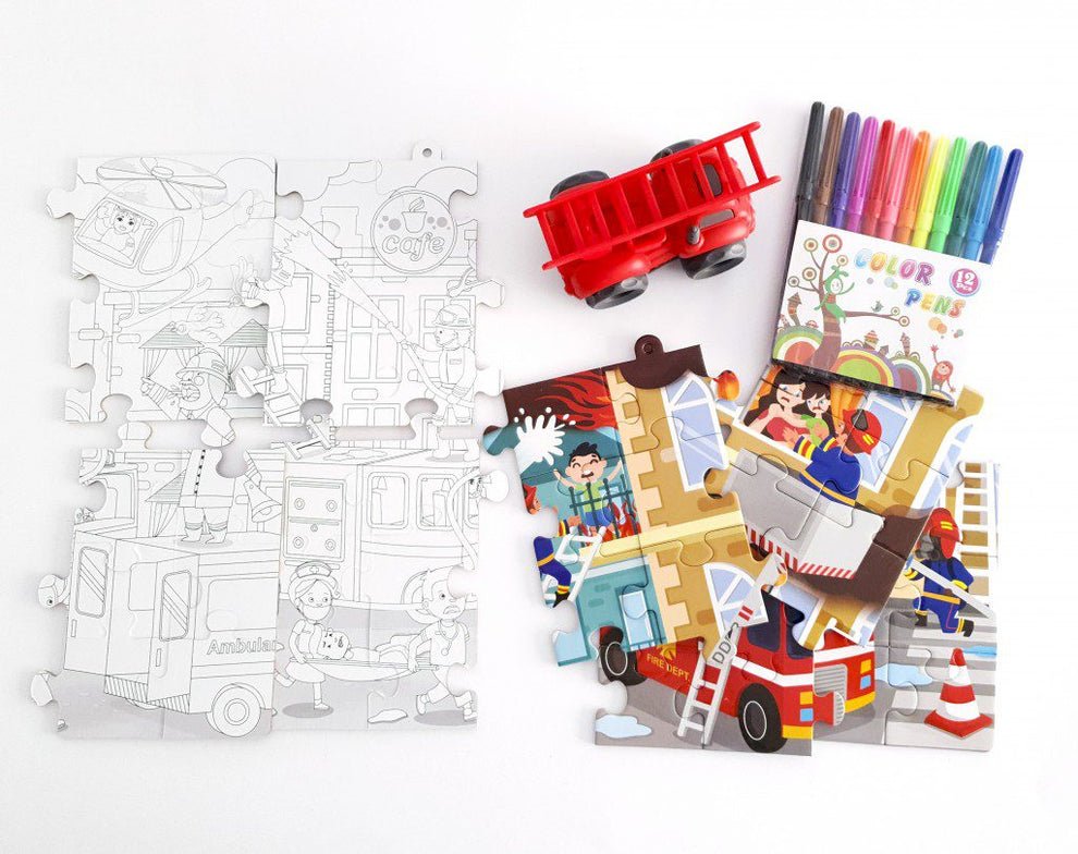 Fireman Car Puzzle & Paint For Kids 2