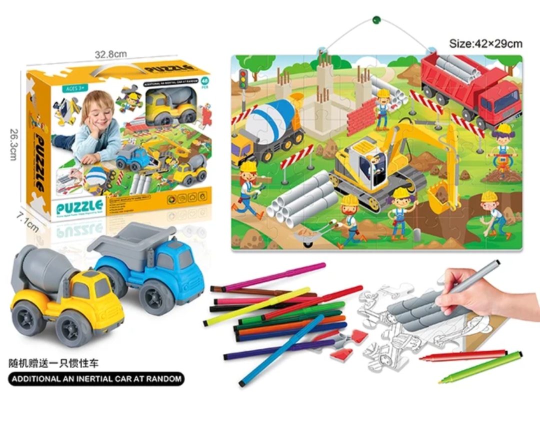 Truck puzzle & paint for kids 2