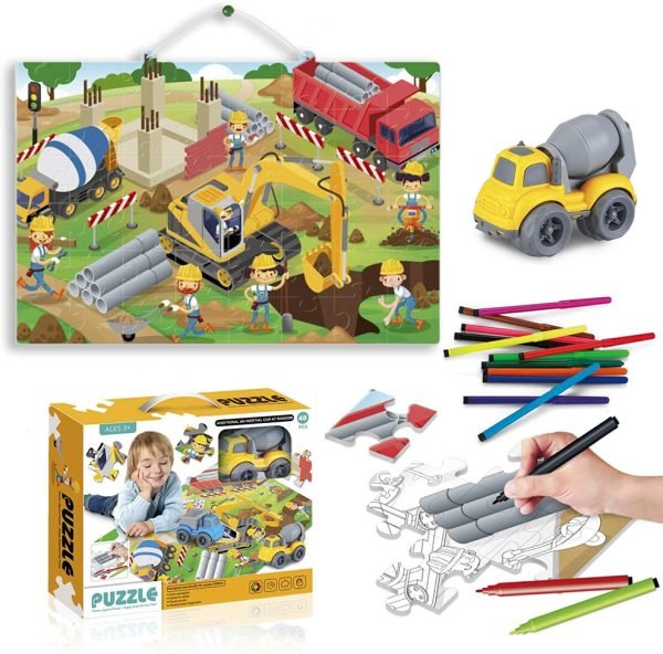 Truck puzzle & paint for kids