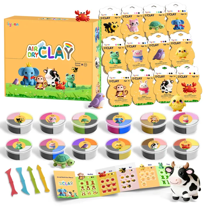 Air dry clay 12 animals 1